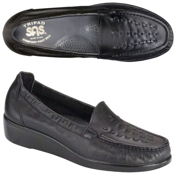 New SAS Weave black leather Slip On moccasin Loafer # B9117427 - Picture 1 of 9